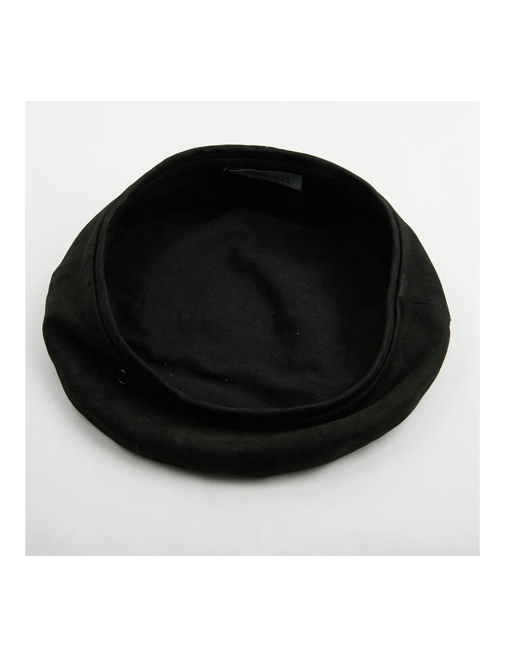 Beret MAISON MICHEL noir cuir d'agneau