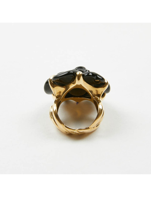CHANEL bague camélia onyx Or jaune 18 carats