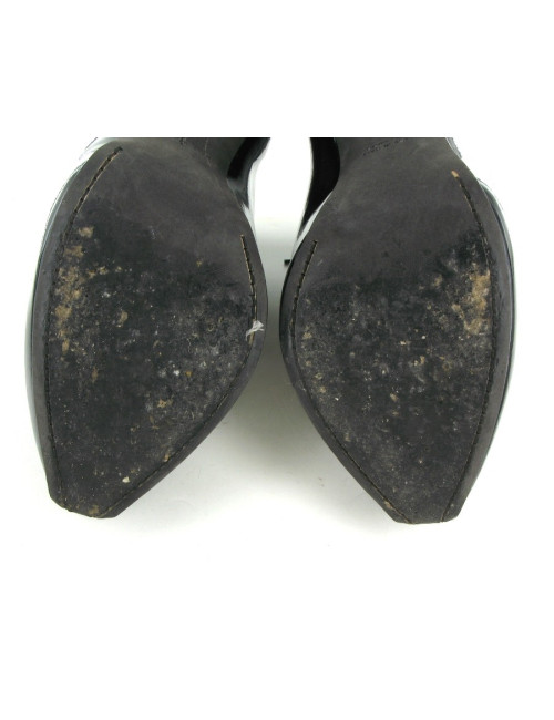 Bottines GIAMBATTISTA VALLI en cuir verni noir T 38,5