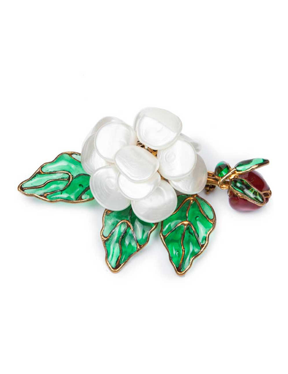 Broche pendentif CHANEL pâte de verre