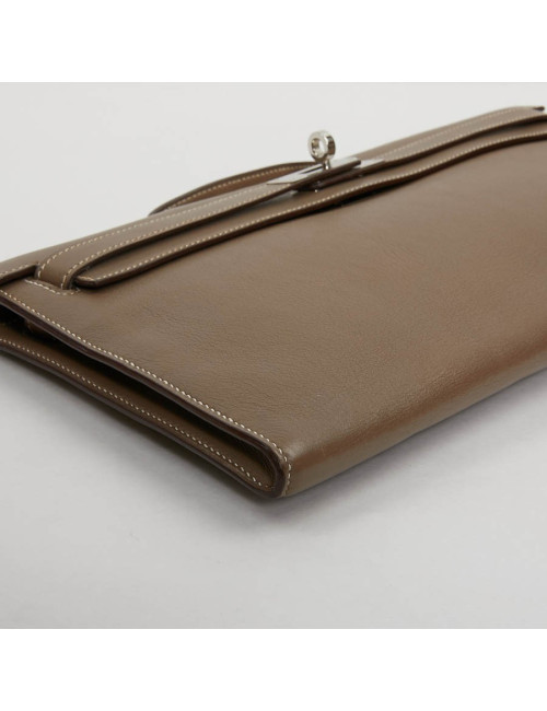 HERMES Kelly cut Etoupe leather