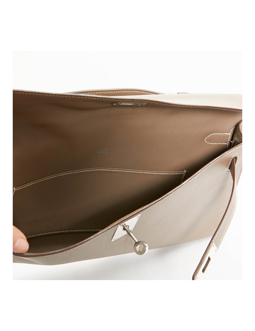 HERMES Kelly cut Etoupe leather