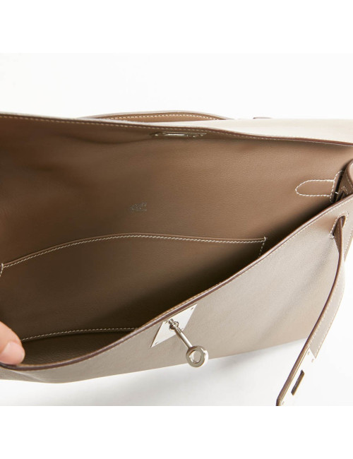 HERMES Kelly cut Etoupe leather