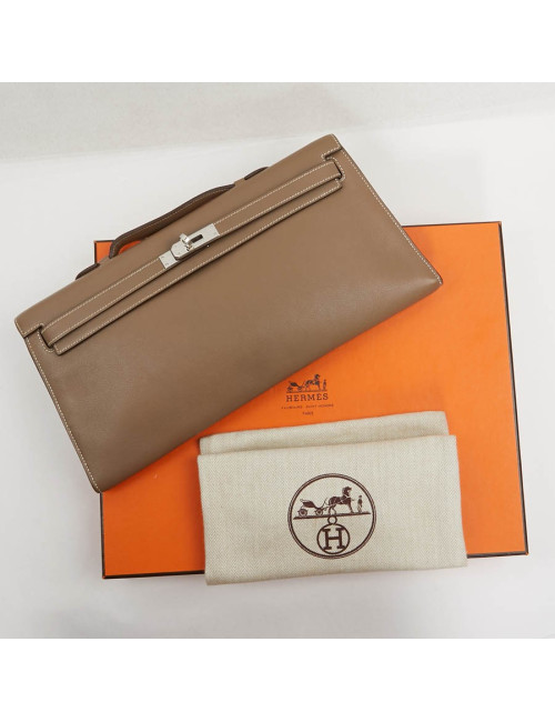 HERMES Kelly cut Etoupe leather