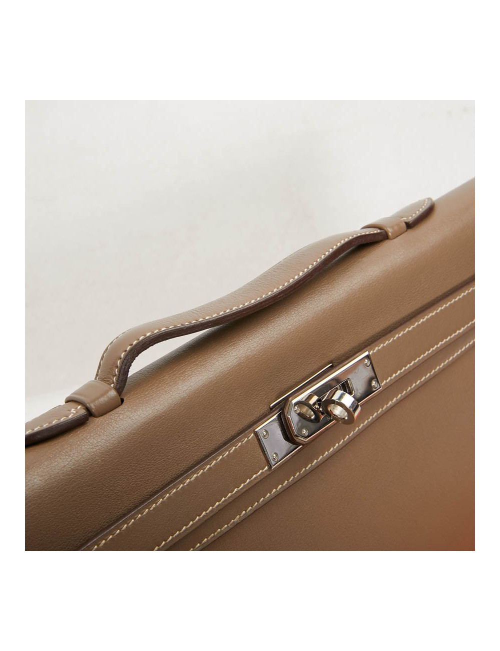 HERMES Kelly cut Etoupe leather