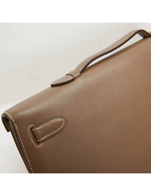 HERMES Kelly cut Etoupe leather