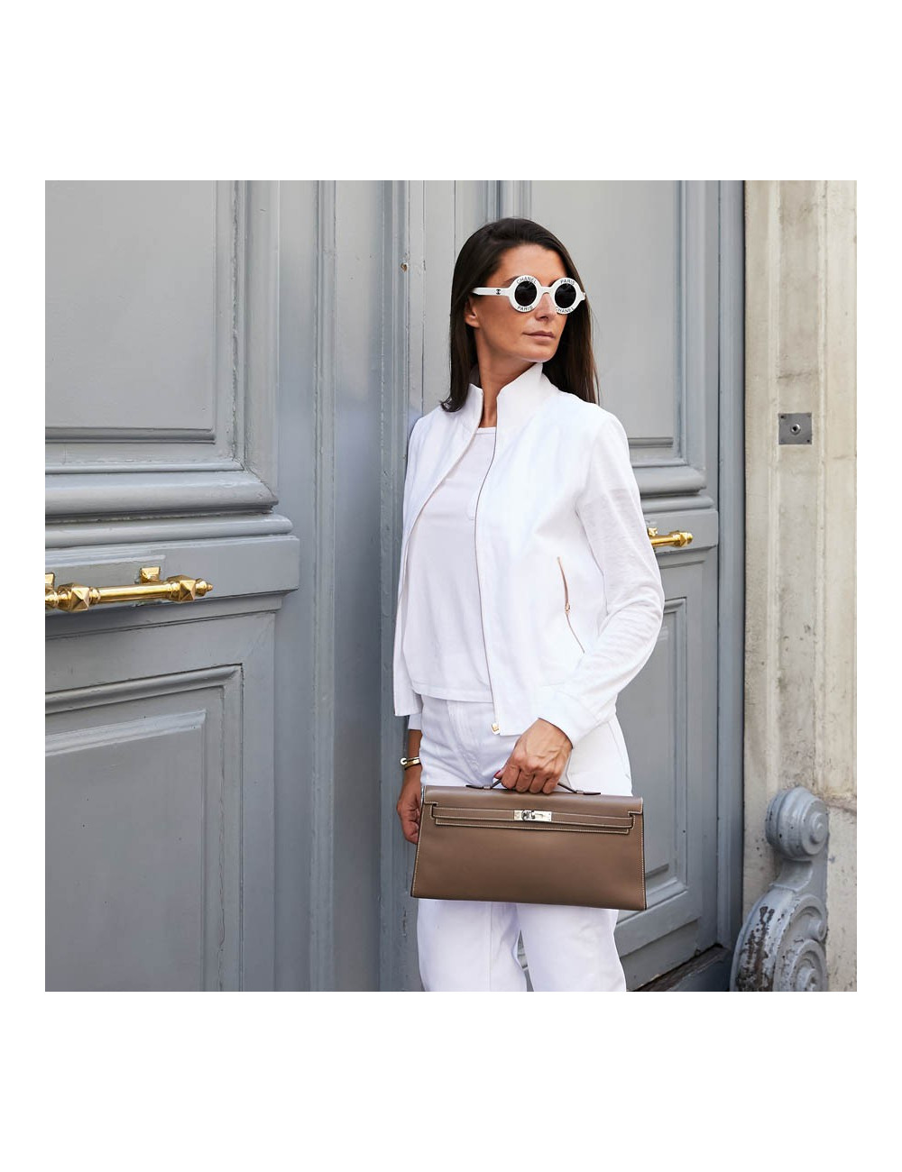 HERMES Kelly cut Etoupe leather