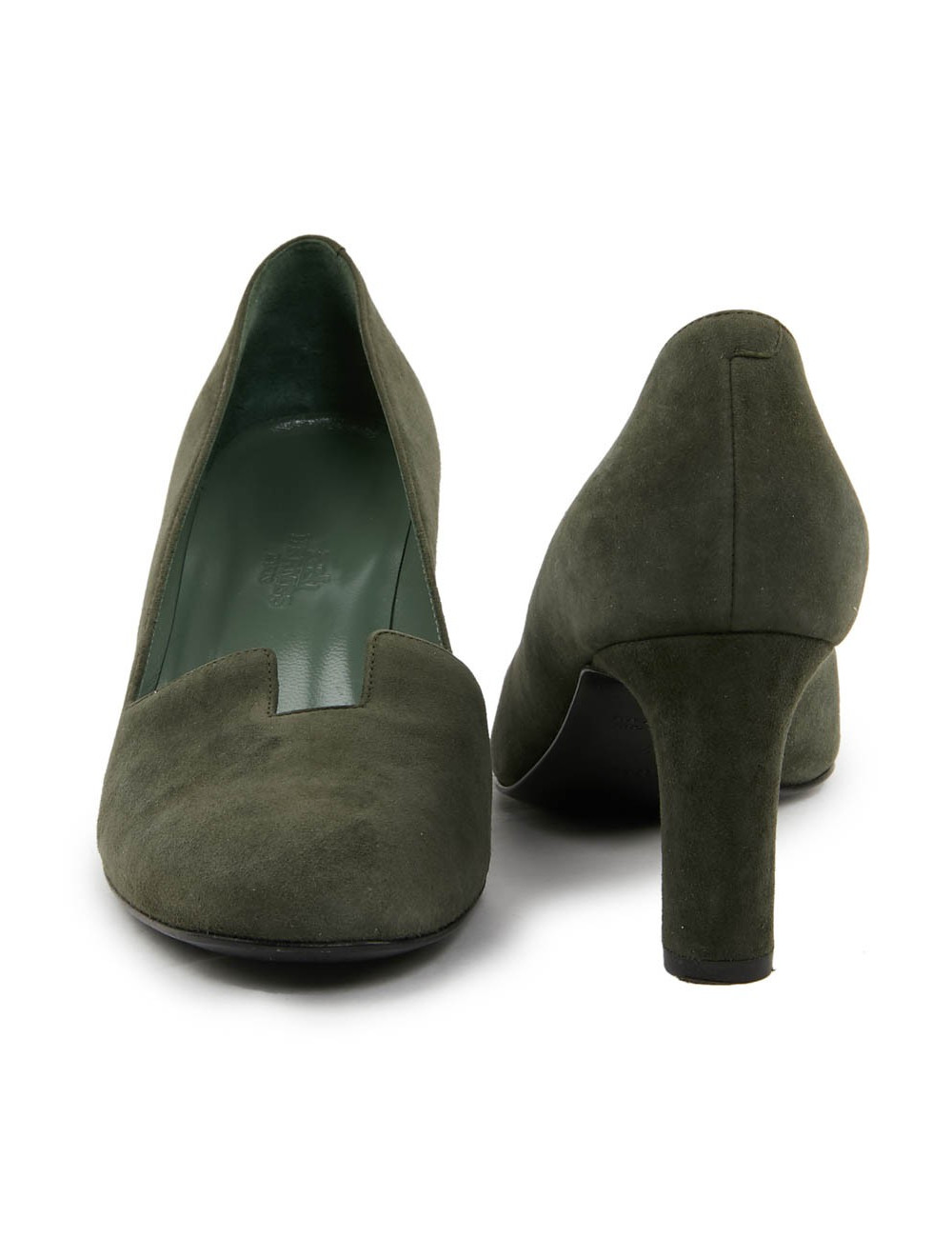 Escarpins Hermès T37 veau velours vert