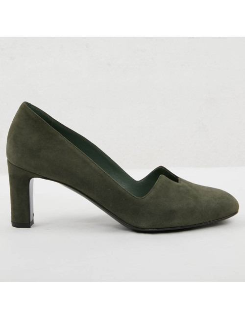 Escarpins Hermès T37 veau velours vert