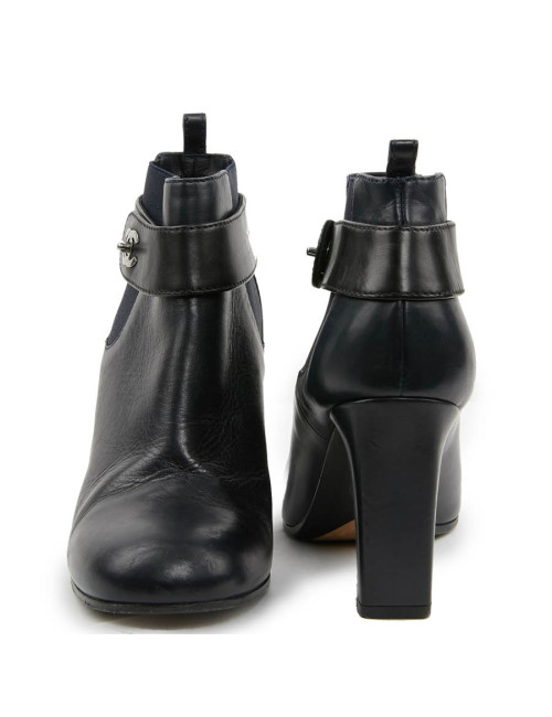 Boots T 37.5 CHANEL cuir d'agneau bleu et noir
