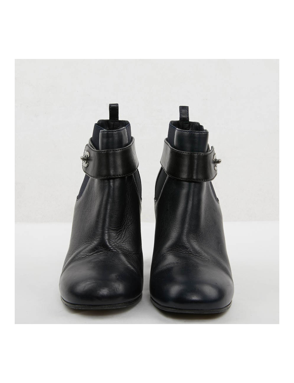 Boots T 37.5 CHANEL cuir d'agneau bleu et noir