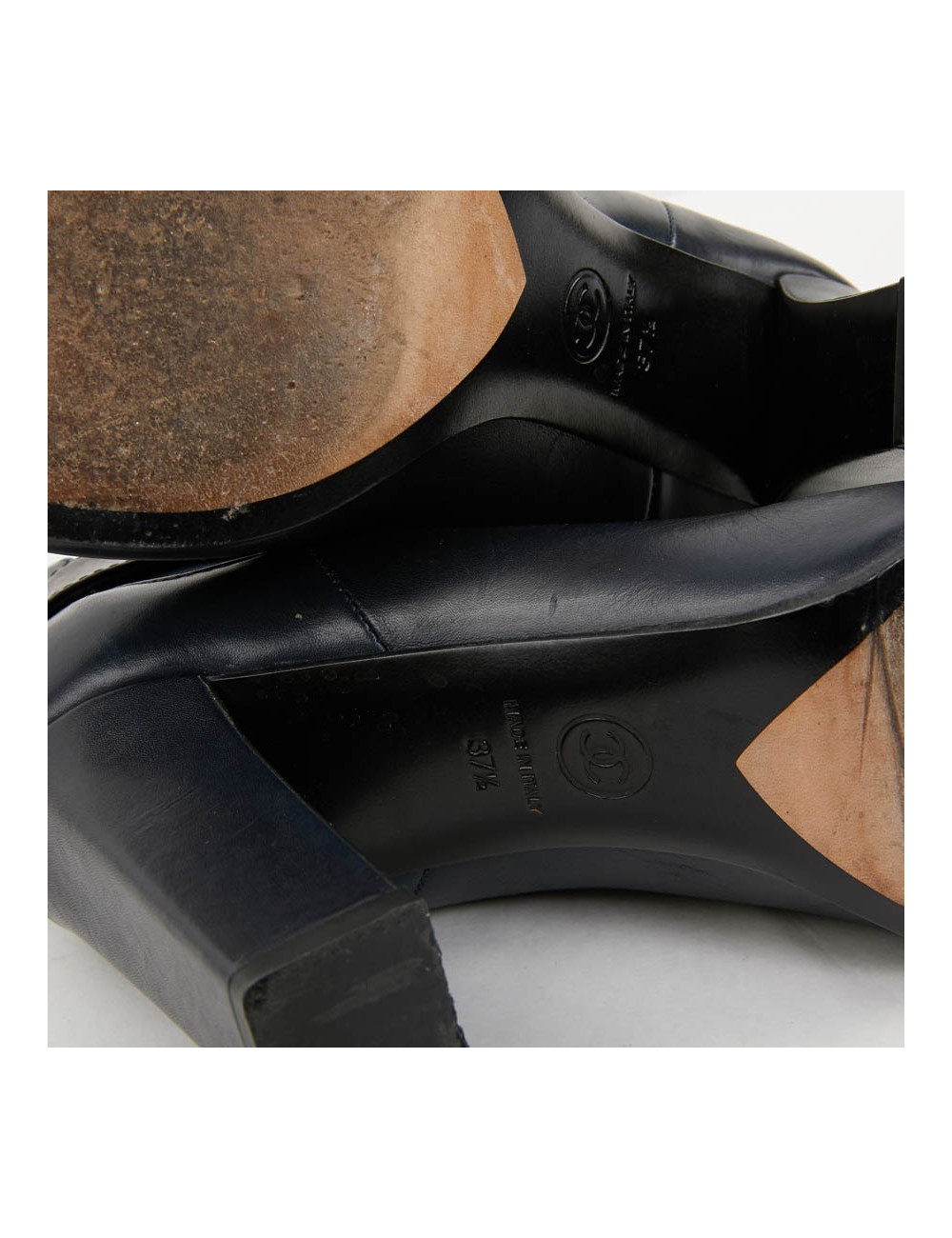 Boots T 37.5 CHANEL cuir d'agneau bleu et noir