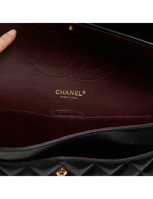 Grand sac classique CHANEL cuir matelassé noir