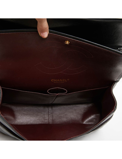 Grand sac classique CHANEL cuir matelassé noir