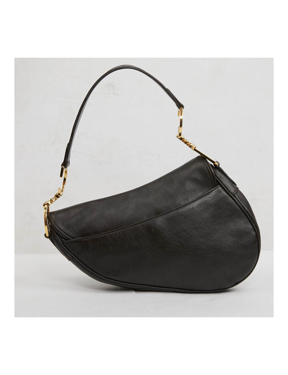 Saddle DIOR cuir façon autruche marron par John Galliano