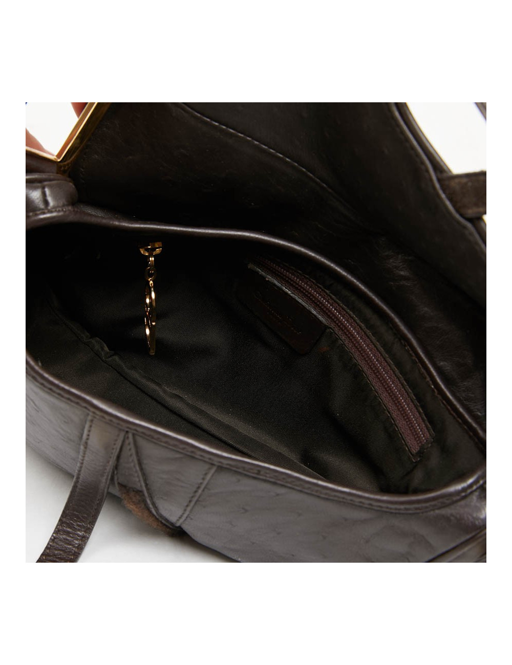 Saddle DIOR cuir façon autruche marron par John Galliano