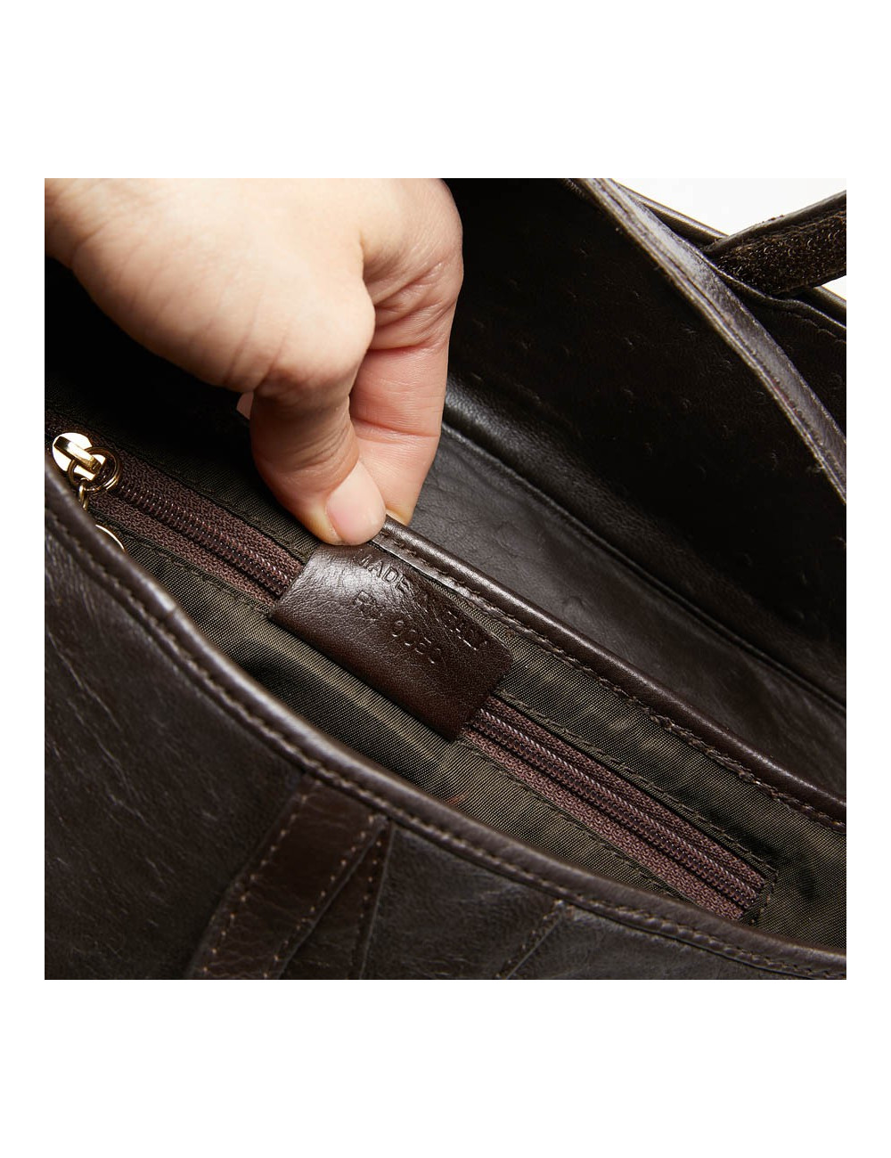 Saddle DIOR cuir façon autruche marron par John Galliano