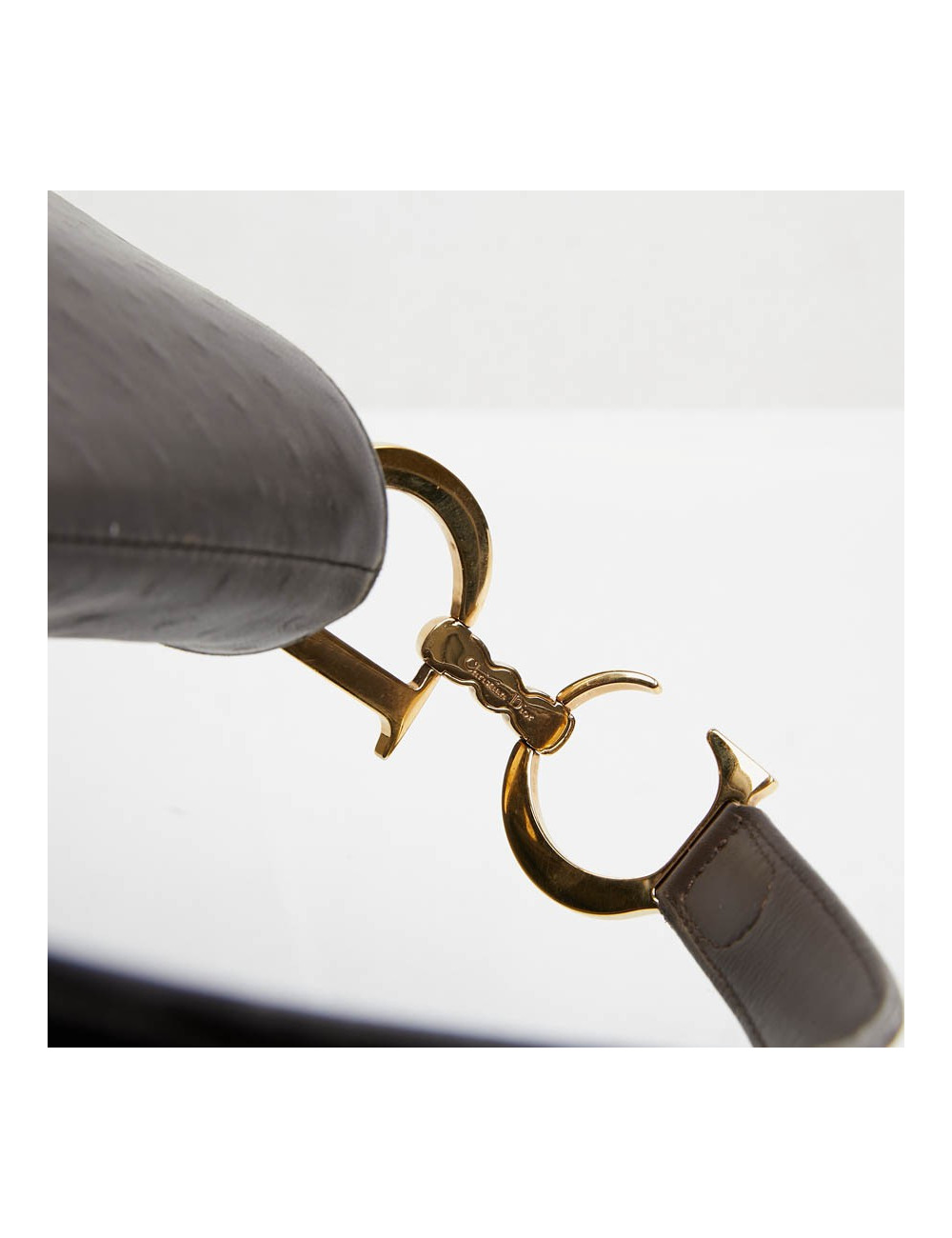 Saddle DIOR cuir façon autruche marron par John Galliano