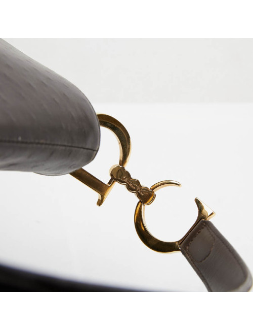 Saddle DIOR cuir façon autruche marron par John Galliano