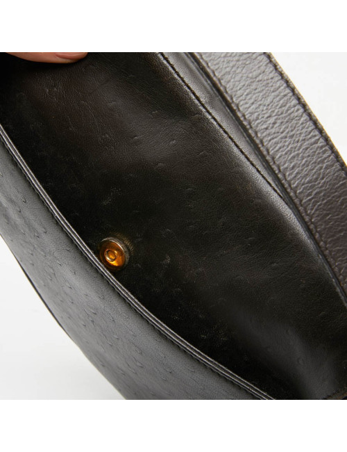 Saddle DIOR cuir façon autruche marron par John Galliano