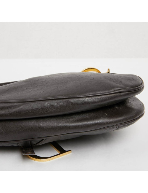 Saddle DIOR cuir façon autruche marron par John Galliano