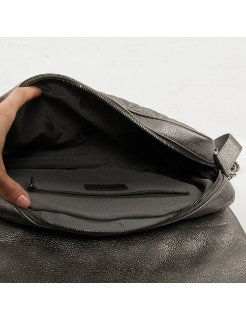 Sac CHANEL cuir grainé argent acier