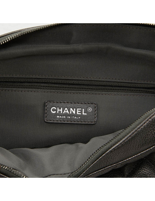 Sac CHANEL cuir grainé argent acier