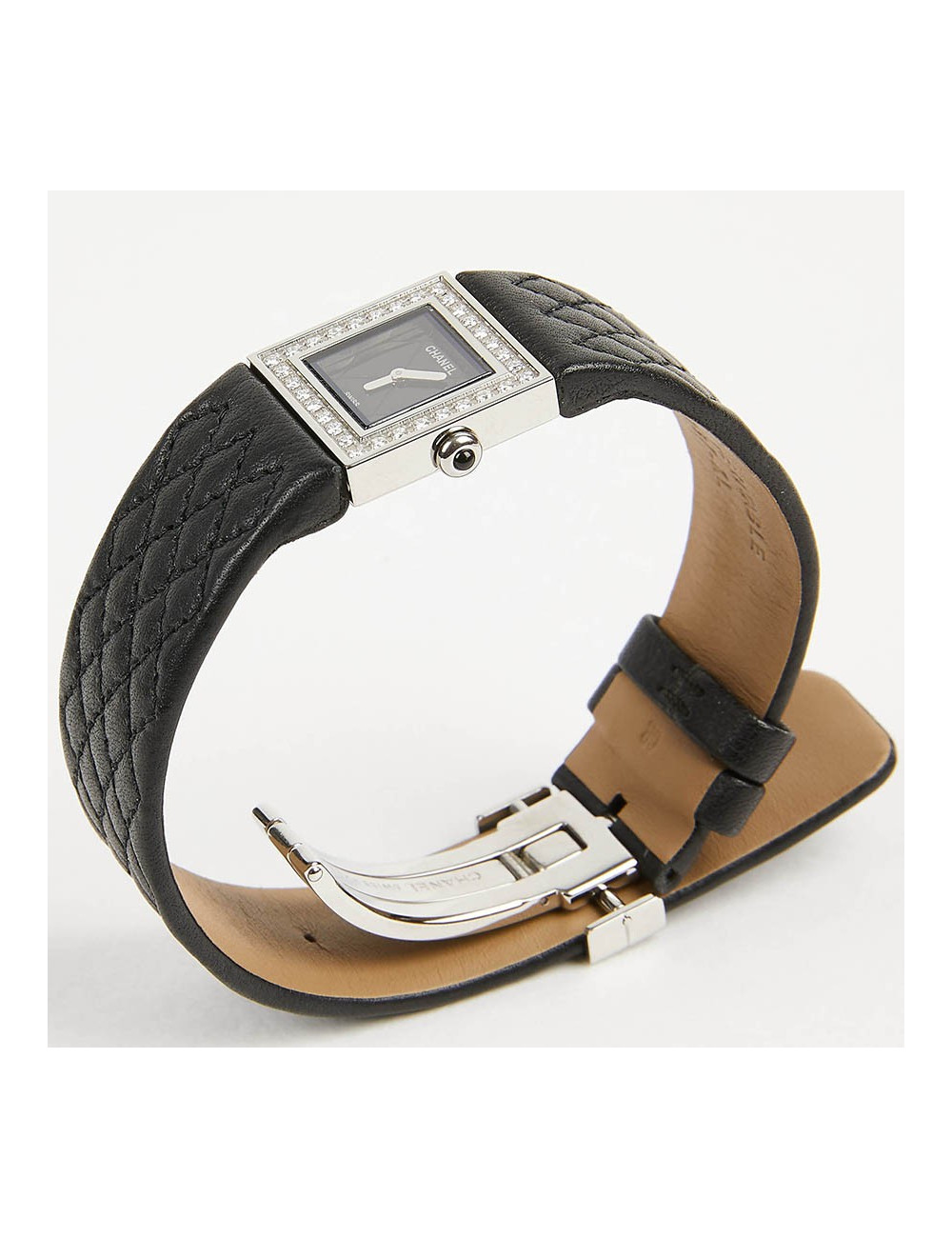 CHANEL quilted steel and diamonds watch