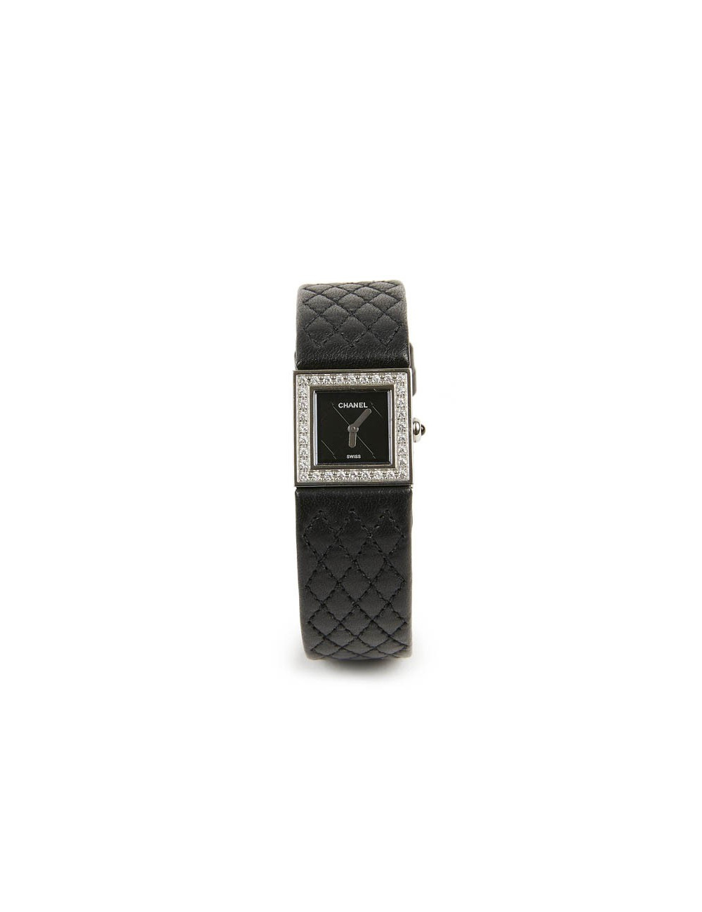 CHANEL quilted steel and diamonds watch