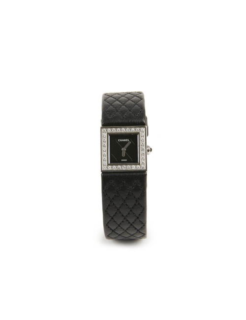 CHANEL quilted steel and diamonds watch
