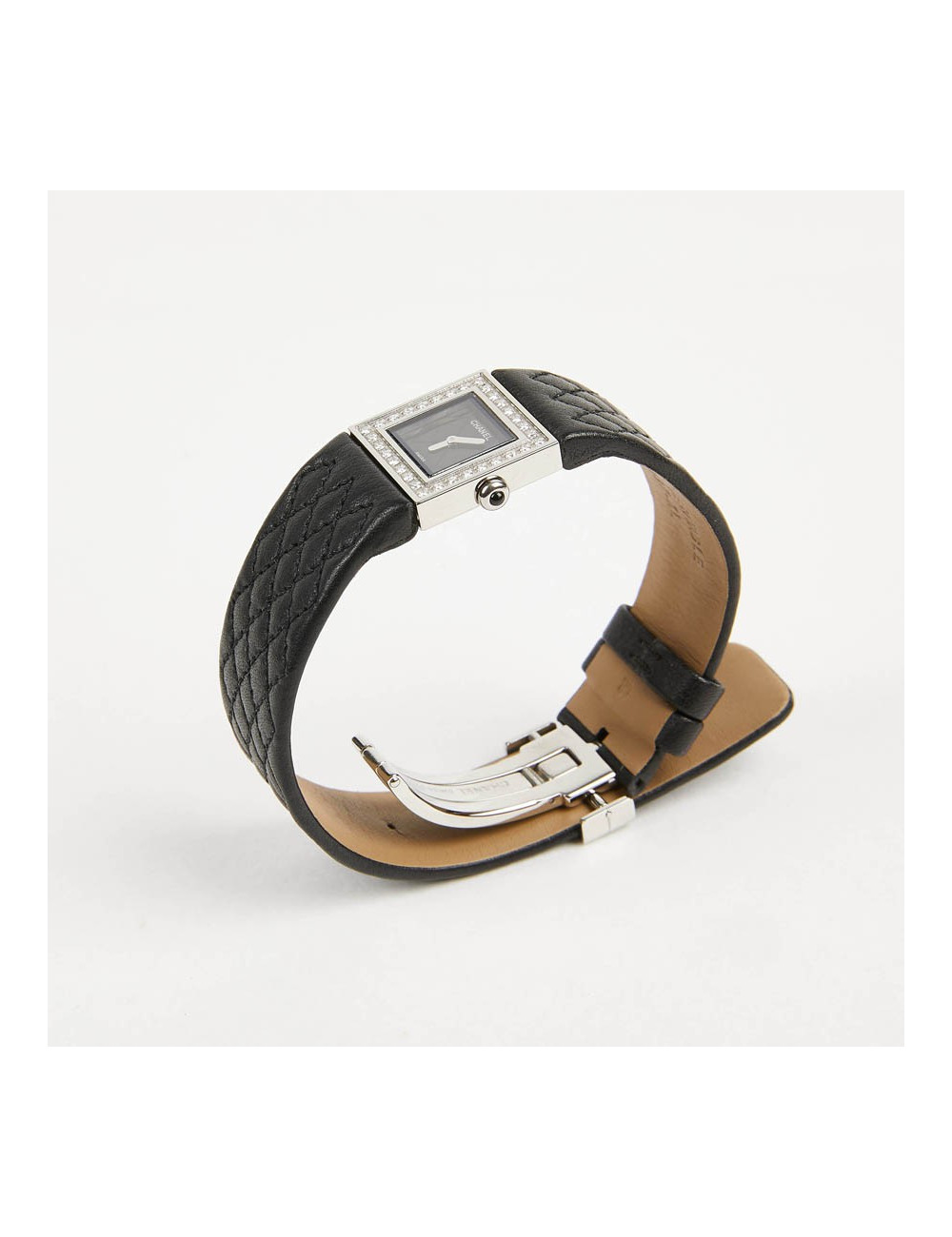 CHANEL quilted steel and diamonds watch