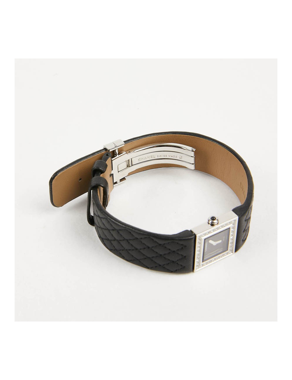 CHANEL quilted steel and diamonds watch