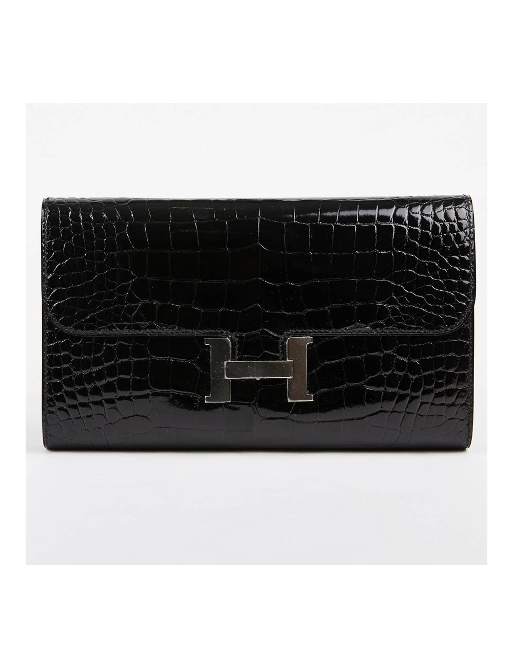 Pochette HERMES crocodile noir
