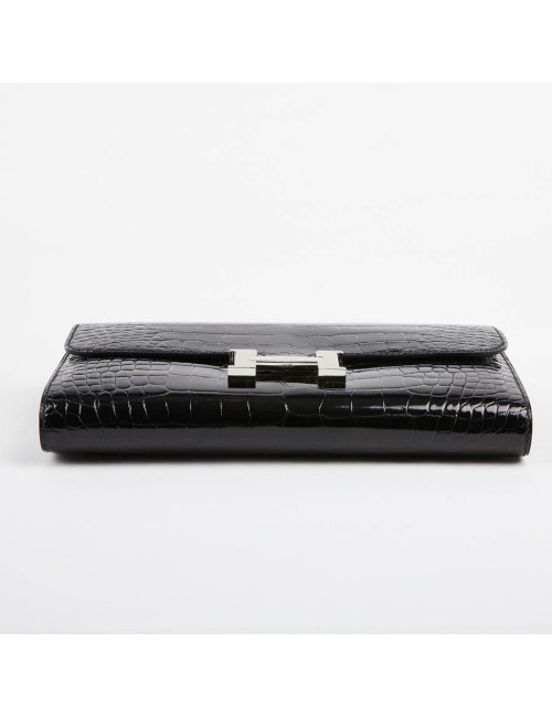 Pochette HERMES crocodile noir