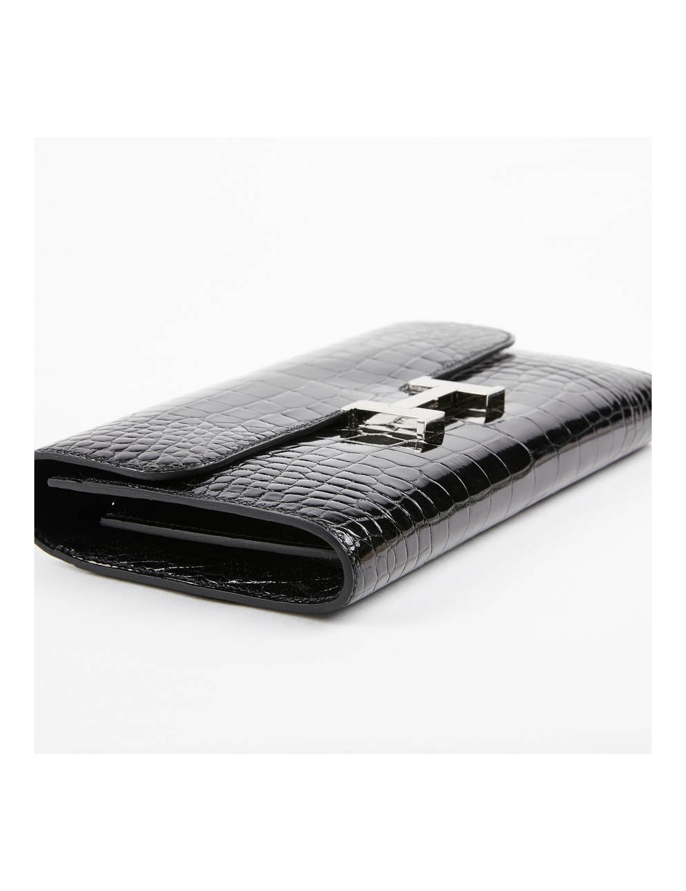 Pochette HERMES crocodile noir
