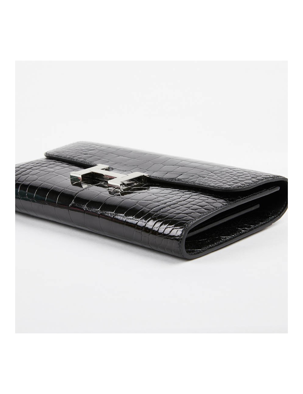 Pochette HERMES crocodile noir