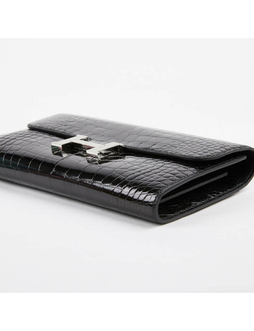 Pochette HERMES crocodile noir