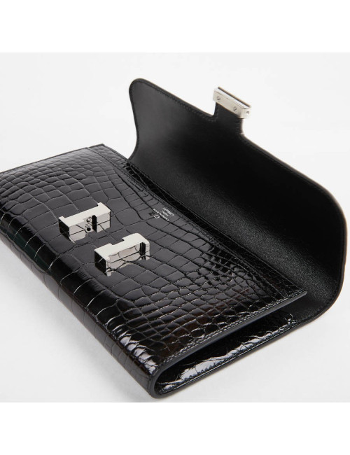Pochette HERMES crocodile noir