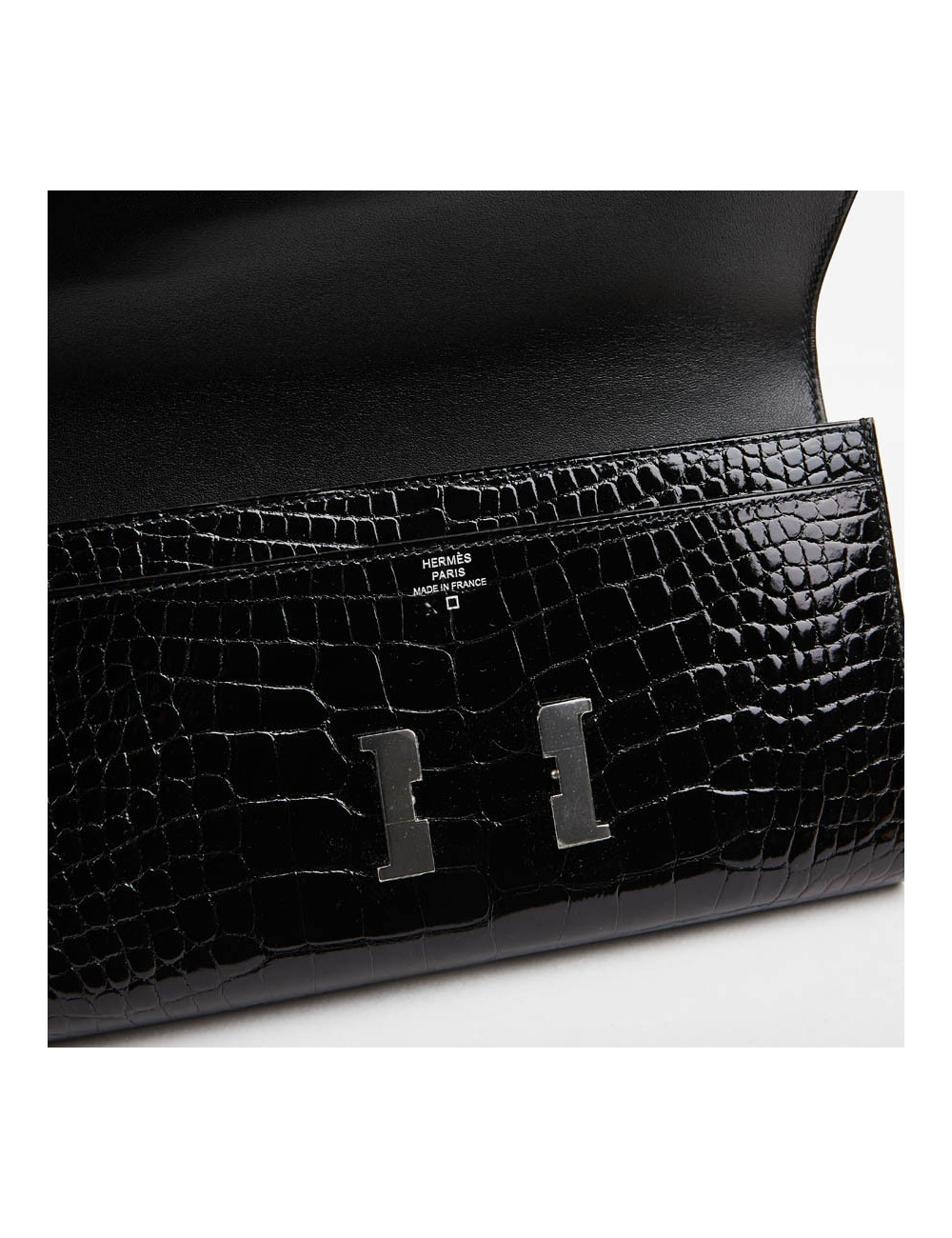 Pochette HERMES crocodile noir