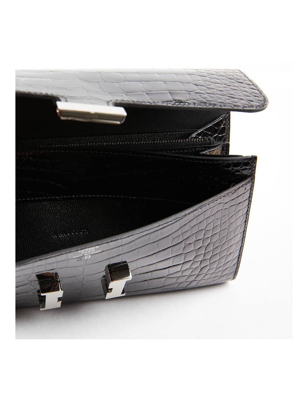 Pochette HERMES crocodile noir
