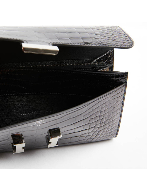 Pochette HERMES crocodile noir