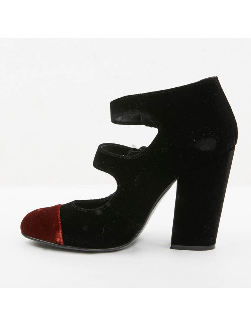 Escarpins PRADA T 39.5 velours bicolore