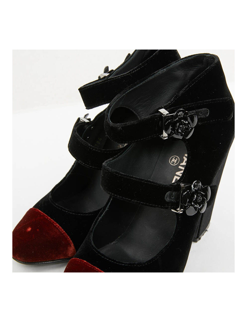 Escarpins CHANEL T 39.5 velours bicolore