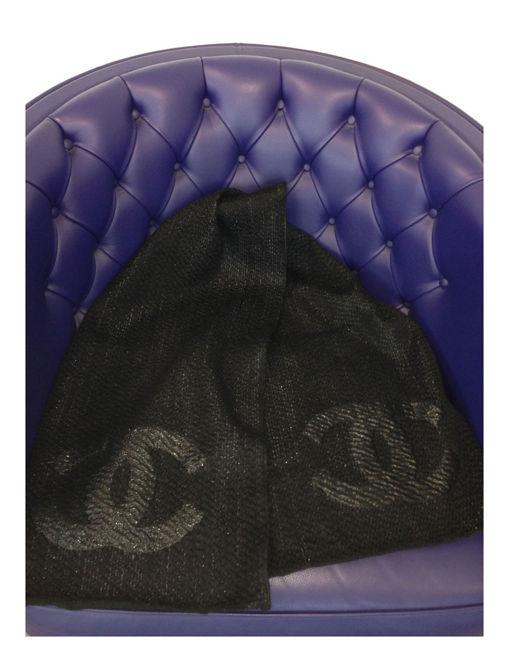 Étole CHANEL laine et lurex logo CC