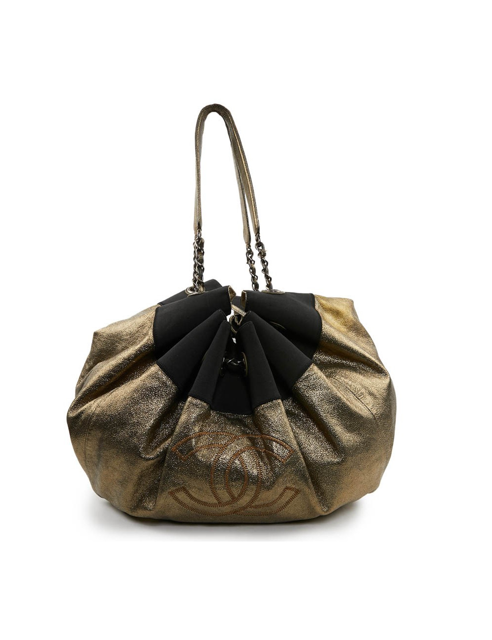 Grand sac Chanel doré brillant