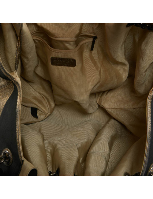 Grand sac Chanel doré brillant