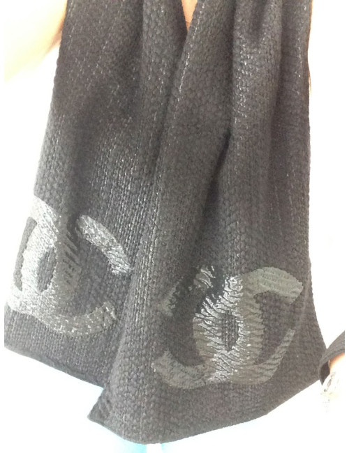 Écharpe CHANEL laine et lurex logo CC
