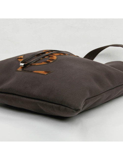 Cabas logo YSL toile et poulain