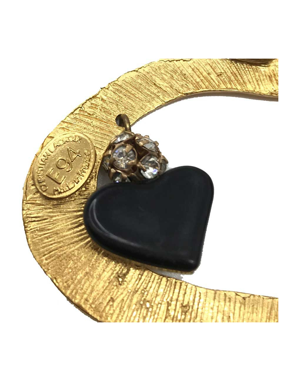 Coeur pendentif LACROIX vintage doré et charms