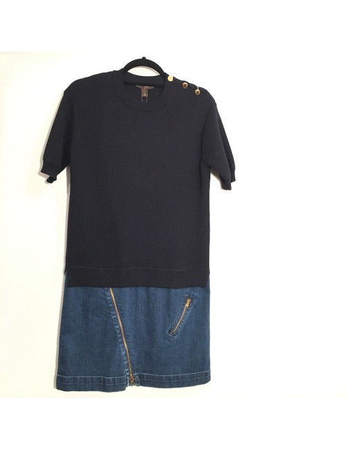 Robe LOUIS VUITTON  T L laine et toile jean bleue